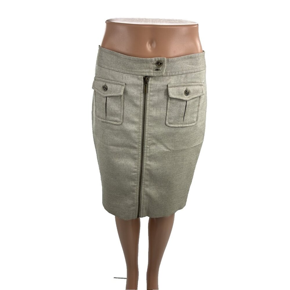 The Limited Womens Size 4 Skirt Beige Pencil Front Zip Pockets Career Work